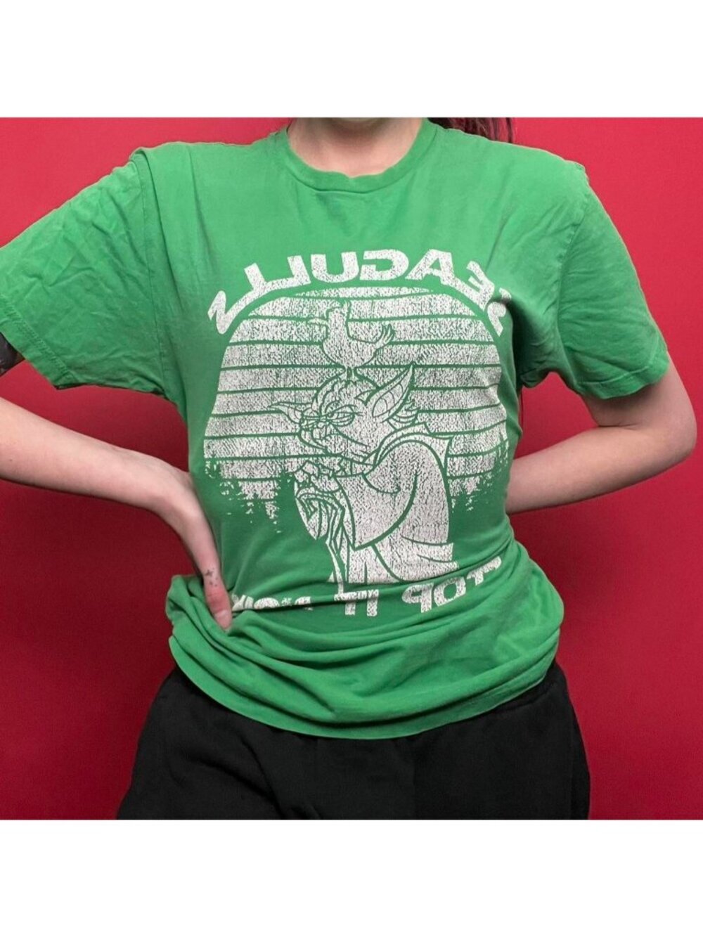 Green yoda seagull tee shirt 🤍💚​